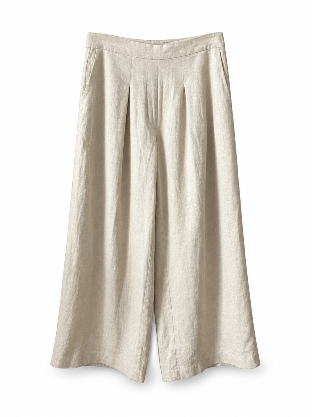 Banana Republic Linen Cotton Pleated Wide Leg Pants Beige Size 2